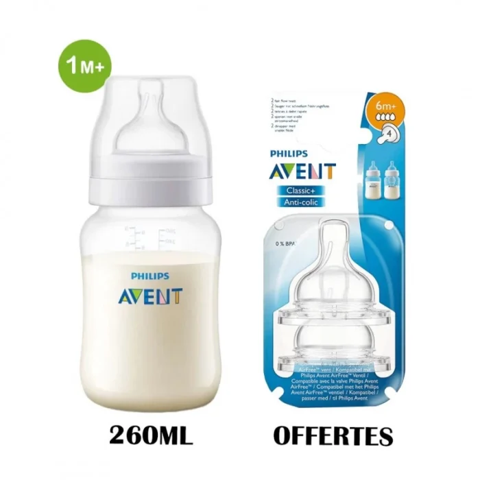 AVENT BIBERON ANTI COLIC 260ML+TETINE PACK