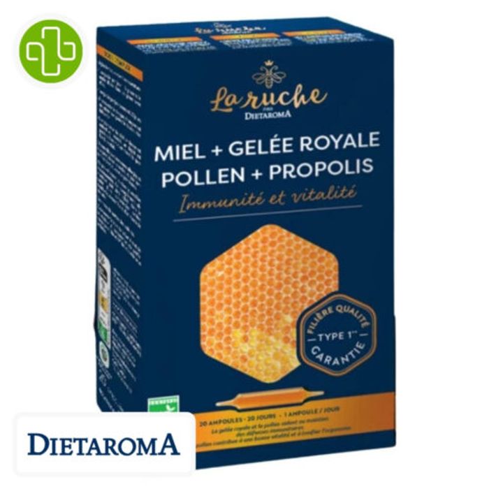 LA RUCHE MIEL+GELEE RY+POLLEN+PROPOLIS DIETAROMA/20AMP