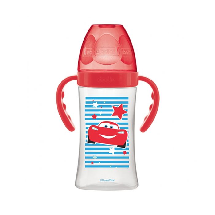 DODIE BIBERON INI 270ML 6M+ AVEC ANSES CARS ROUGE
