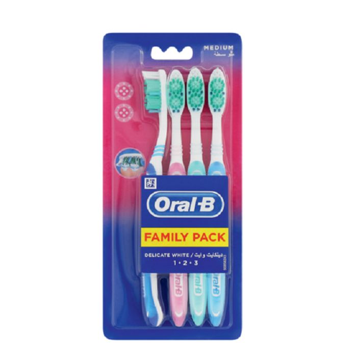 ORAL B PACK BROSSE A DENTS FAMILY DELICATE WHITE 2+2 MEDIUM