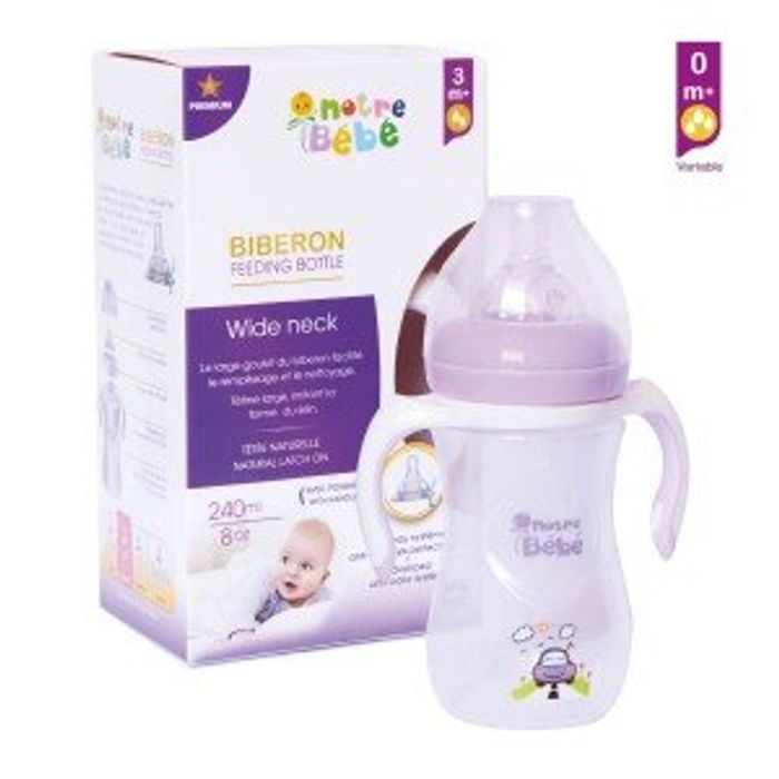 NOTRE BEBE BIBERON WIDE NECK A POIGNET 240ML PREMIUM