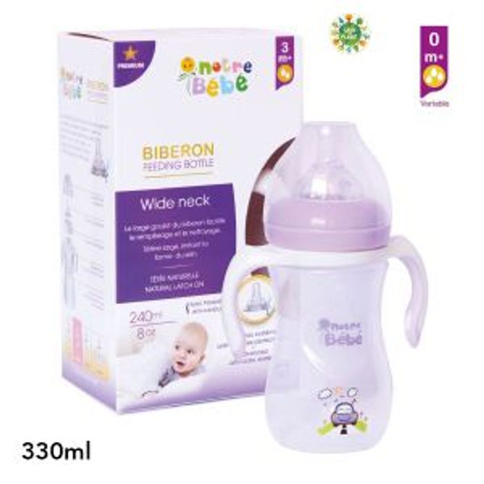 NOTRE BEBE BIBERON WIDE NECK A POIGNET 330ML PREMIUM