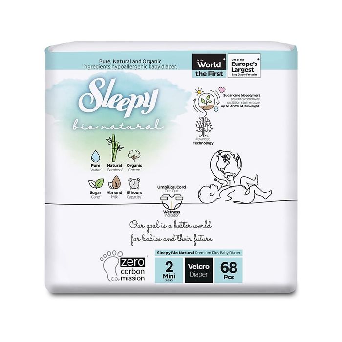 SLEEPY BIO NATUREL COUCHES BB 3-6KG T2 MINI 68PCS 6193
