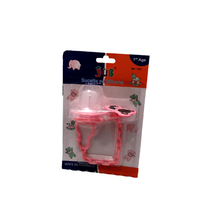 JUB SUCETTE SILICONE AVEC CLIPS 1 AGE