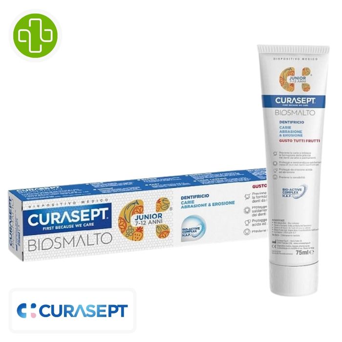 CURASEPT BIOSMALTO JUNIOR DENTIFRICE CARIES ABRASOIN 7-12ANS 75ML