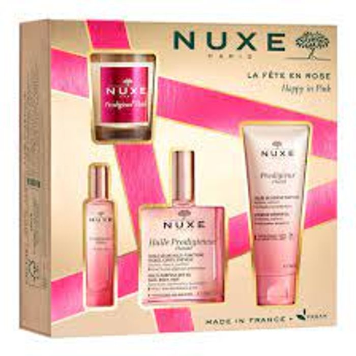 NUXE COFFRET LA FETE EN ROSE HUILE+FLORAL+GEL+BOUGIE 2721