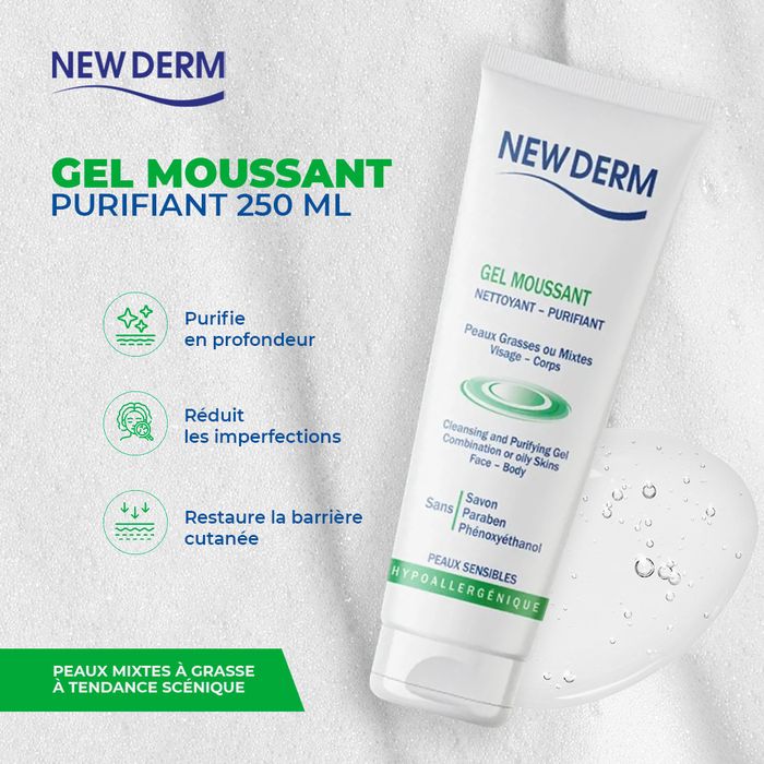 NEW DERM GEL MOUSSANT NETTOYANT PURIF PG/M 250ML